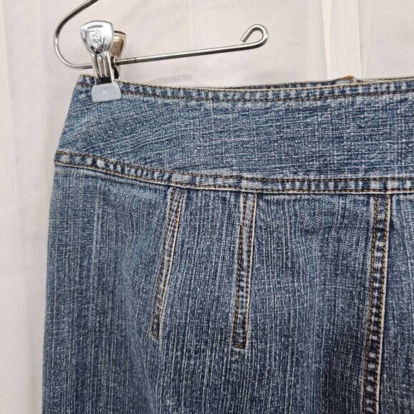 Vintage Perry Ellis Blue Denim Skirt Y2K Boho Retro 8 - Picture 9 of 16
